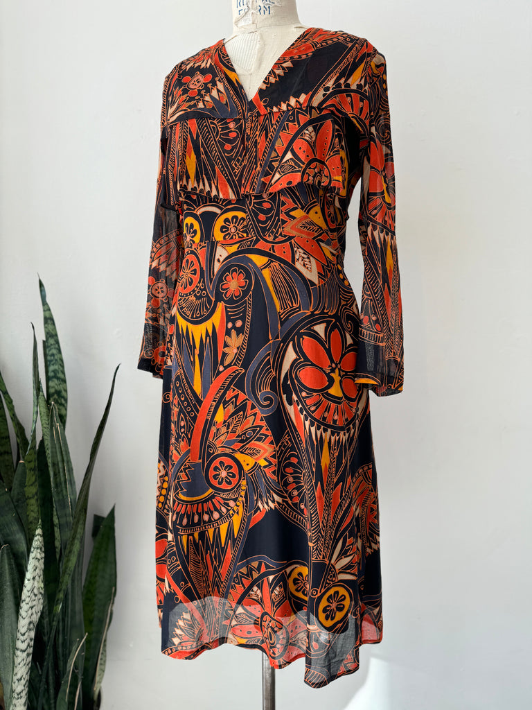 Vintage Italian chiffon with all over print Dress