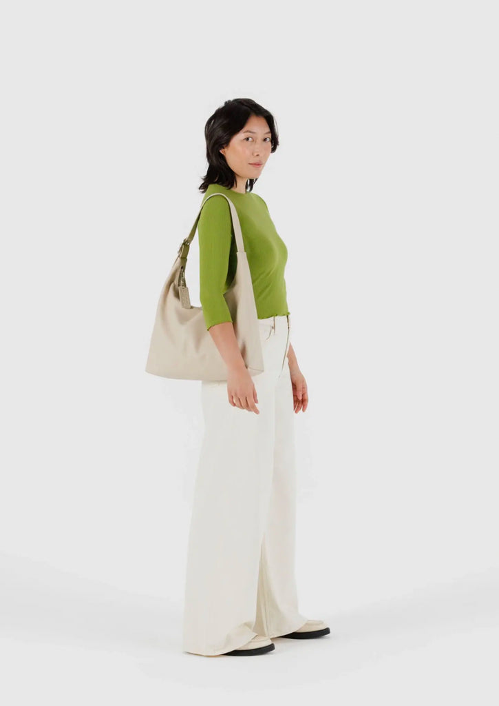 BAGGU |Recycled Leather Shoulder Bag | stone