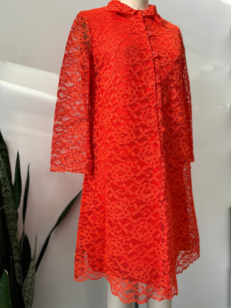 Vintage tangerine lace dress