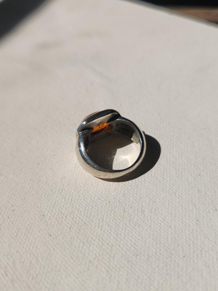 Vintage amber ring + sterling size 5.75