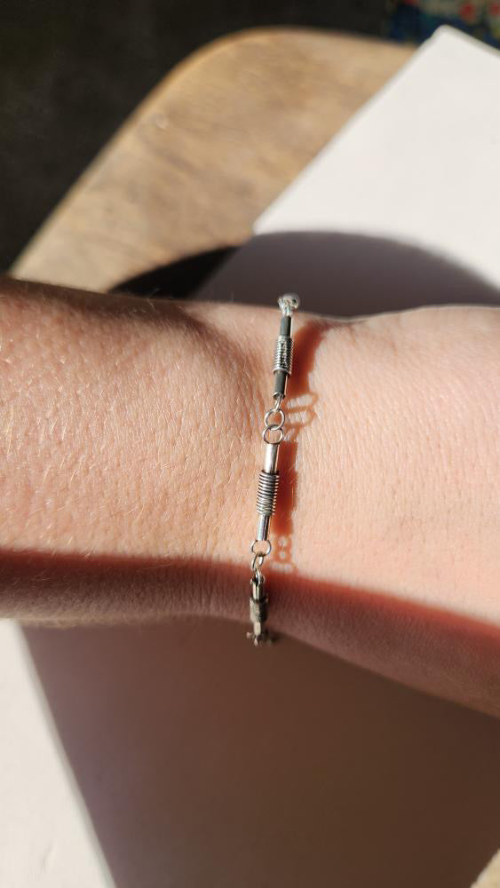 Vintage Sterling coiled tube unique bracelet