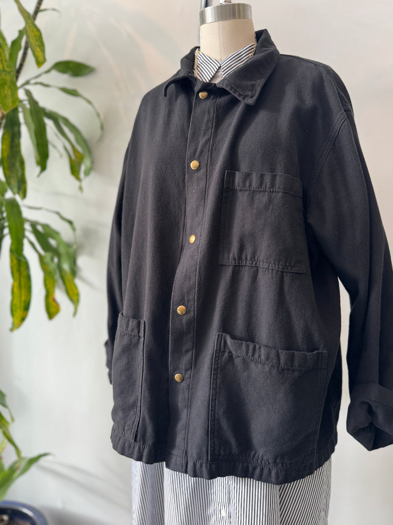 Black cotton chore coat