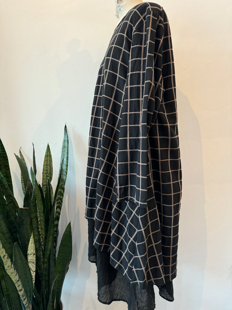 Oversized double layer grid dress