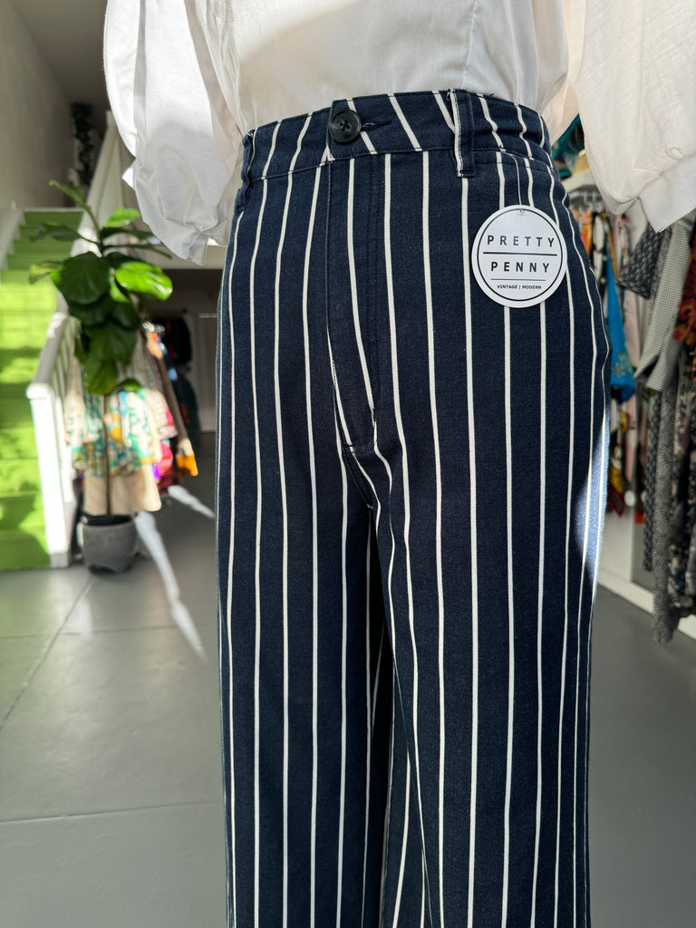 Navy And Cream striped Rollas Pants waist “32”