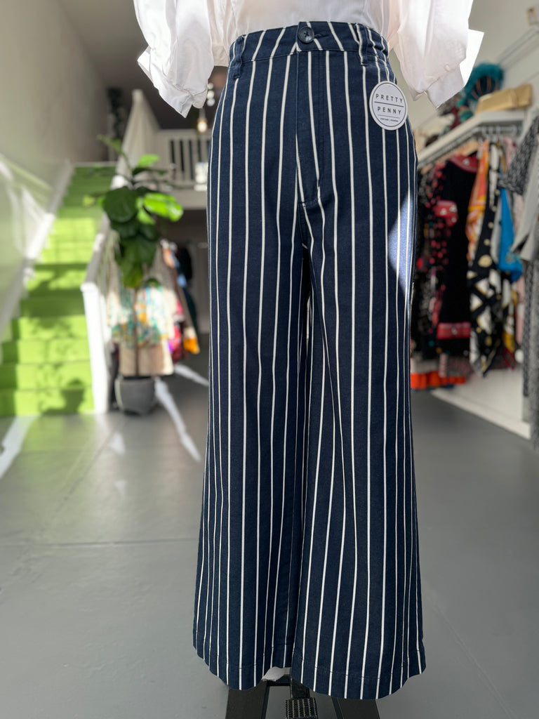 Navy And Cream striped Rollas Pants waist “32”