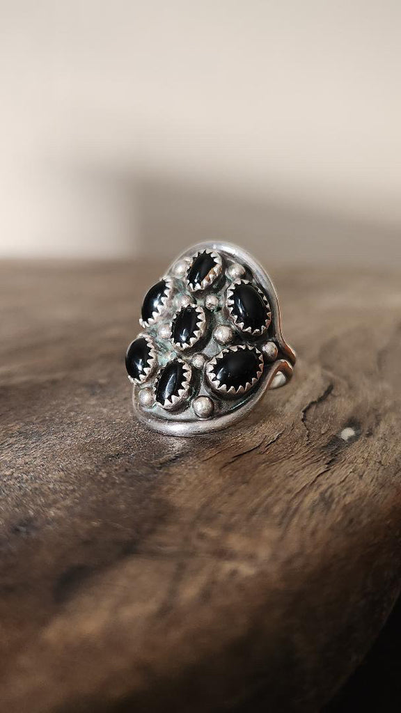 Vintage Sterling and onyx ring size 8.5
