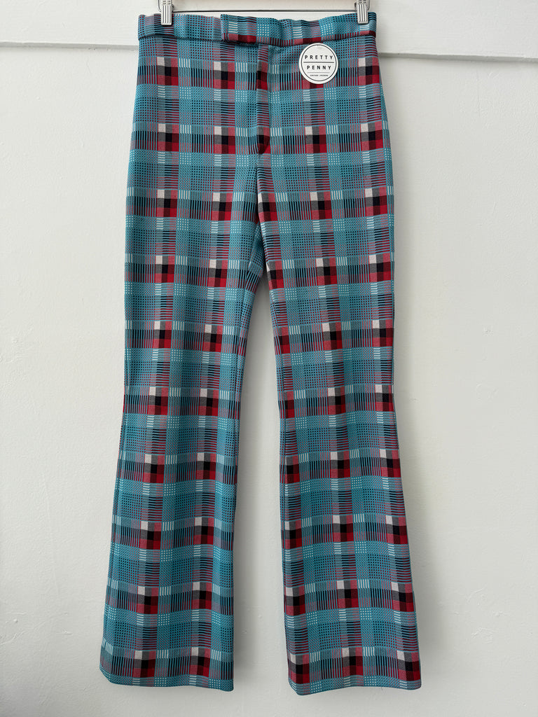 Handmade high waist plaid pants
