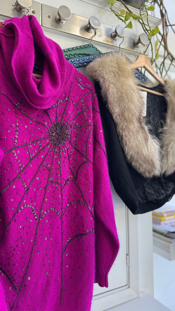Beaded spider web sweater