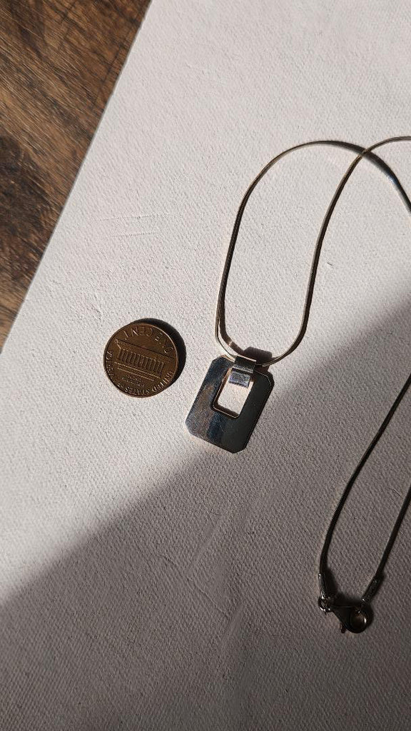 Vintage Sterling tablet pendant necklace