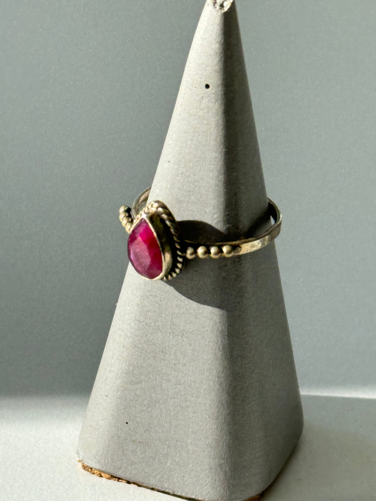 pink tourmaline Teardrop stone and silver ring size 8.5