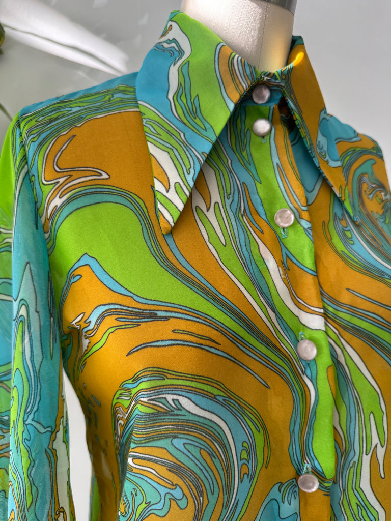 Vintage teddi of California pointed collar top