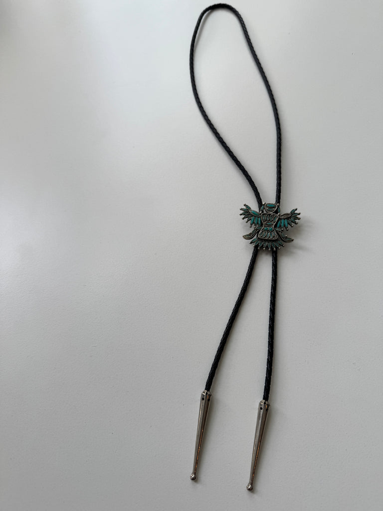 Leather braided bolo tie