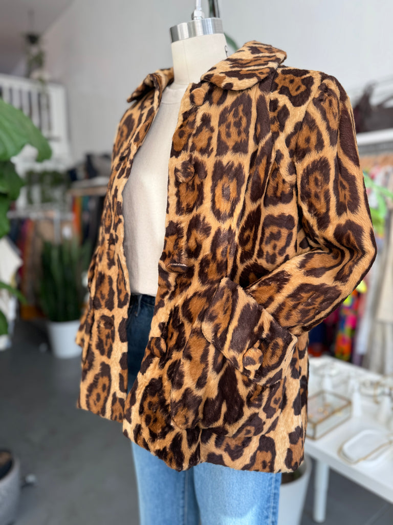 Vintage faux fur leopard print jacket