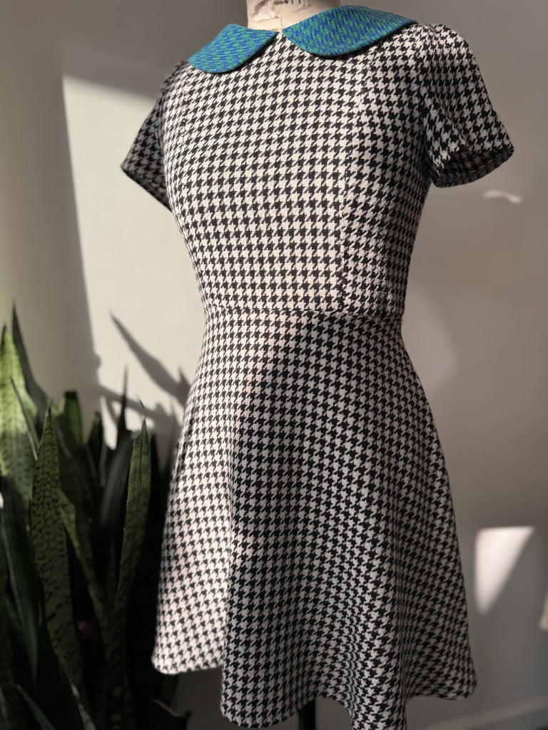 Houndstooth Dress with rounded collar