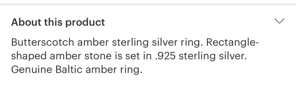 Butterscotch sterling silver ring size 5