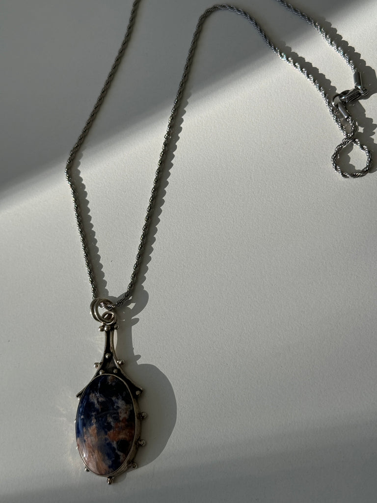 Sodalite Stone and sterling necklace