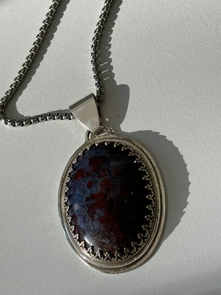 Purple moss Stone and sterling necklace