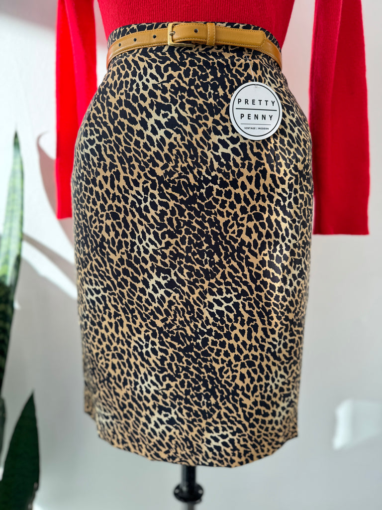 Vintage silk animal print skirt