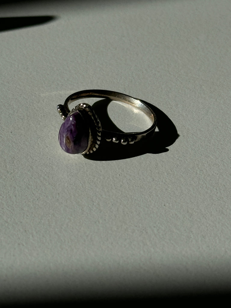 charoite and sterling silver ring size 7.5