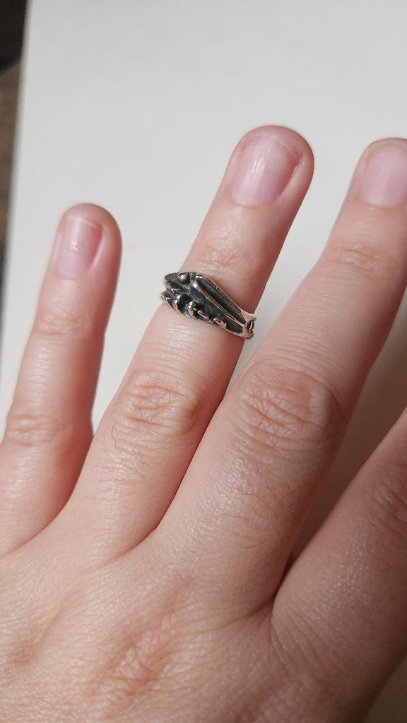 Vintage Sterling artisan skeletal brutalist ring size 5.25
