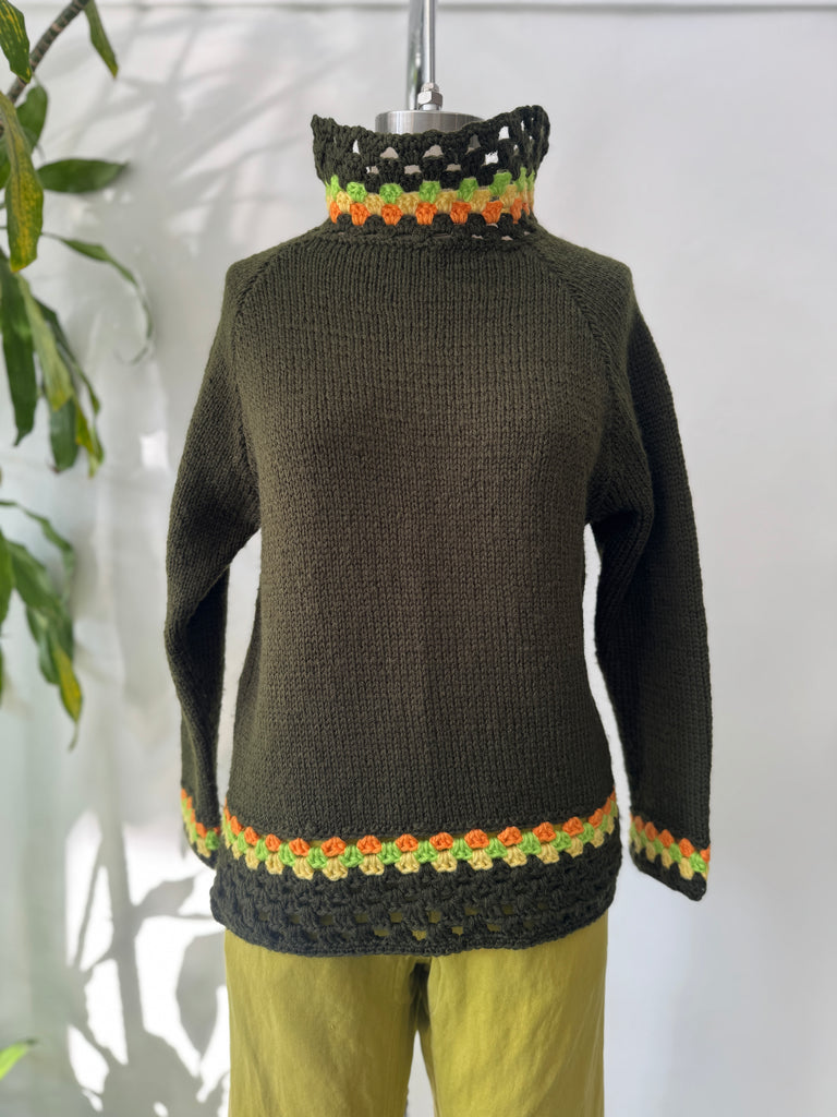 Handmade knit + crochet sweater