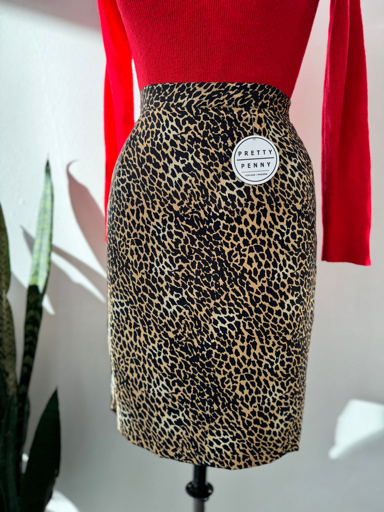 Vintage silk animal print skirt