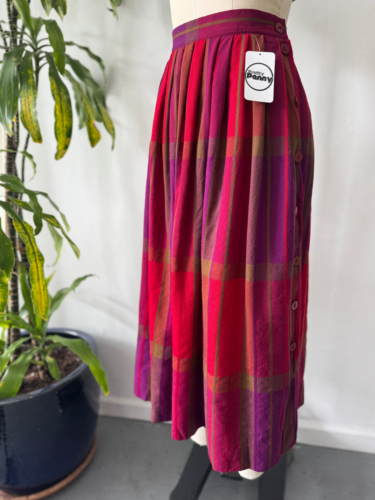 Vintage jewel toned plaid skirt