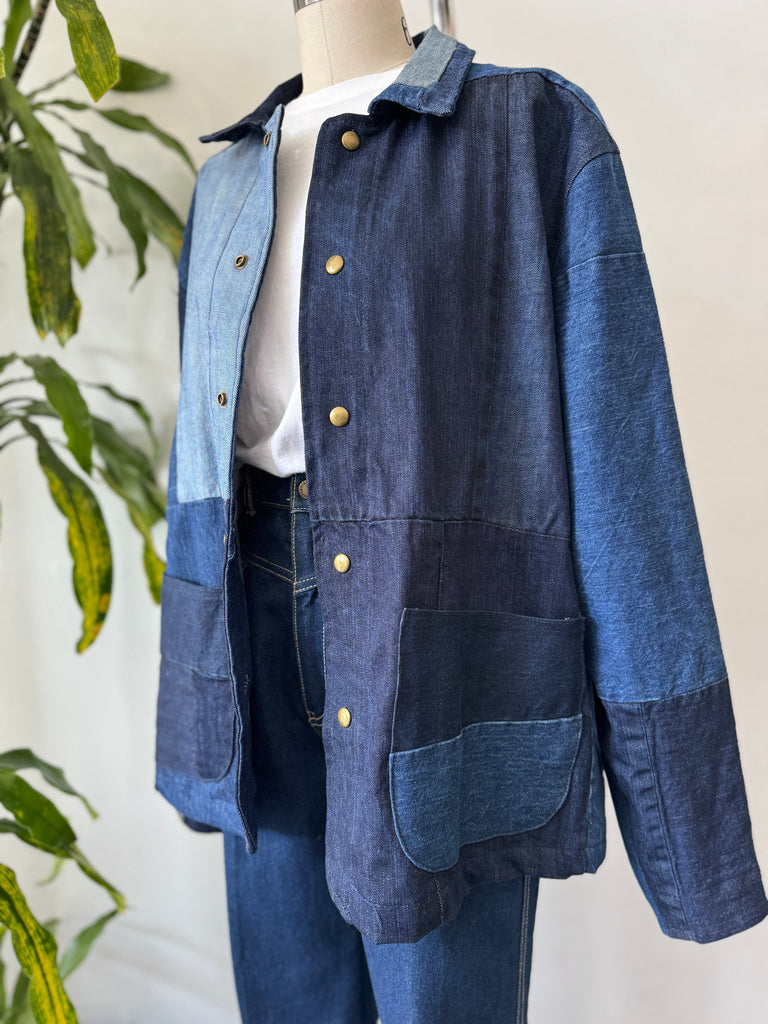 Handmade vintage patchwork denim jacket