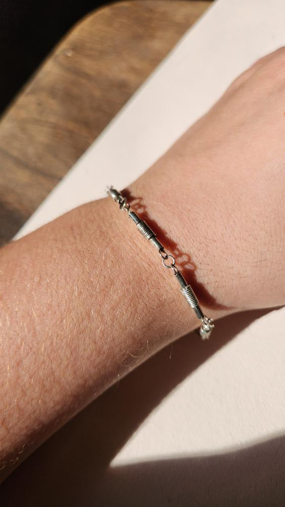 Vintage Sterling coiled tube unique bracelet