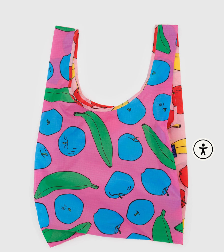 Baggu | big reusable tote bag | pink apples and bananas