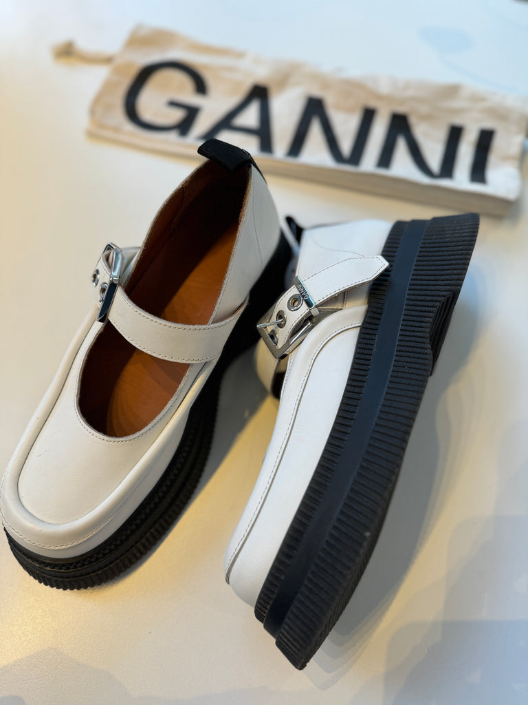 GANNI white Mary Jane shoes size 10