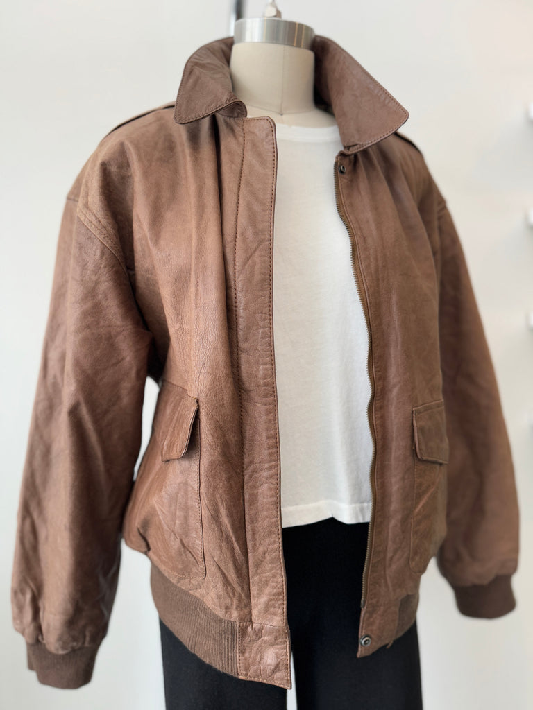 Vintage soft brown leather jacket