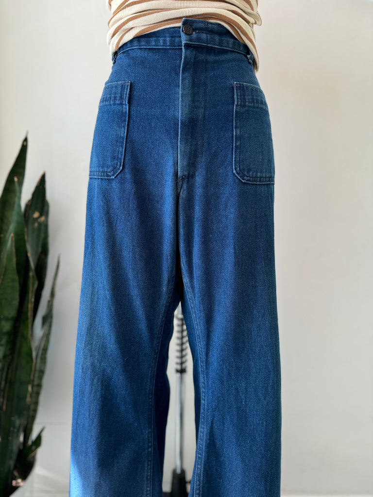 1970’s denim bell bottom utility pants