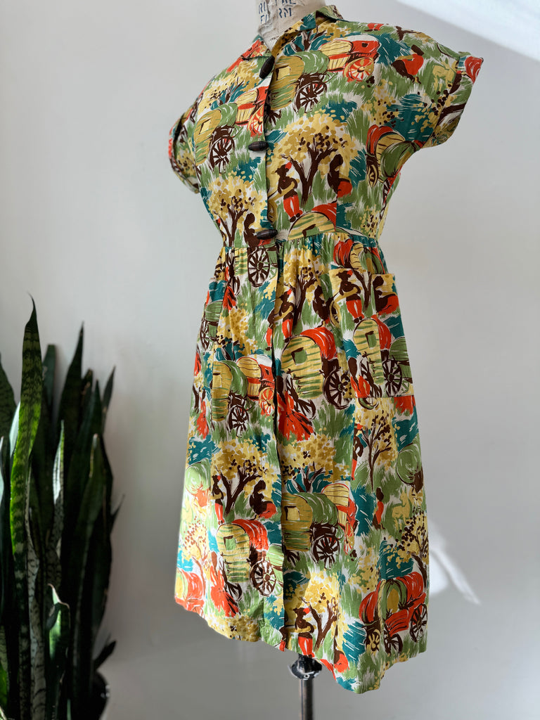 Vintage cotton novelty print dress