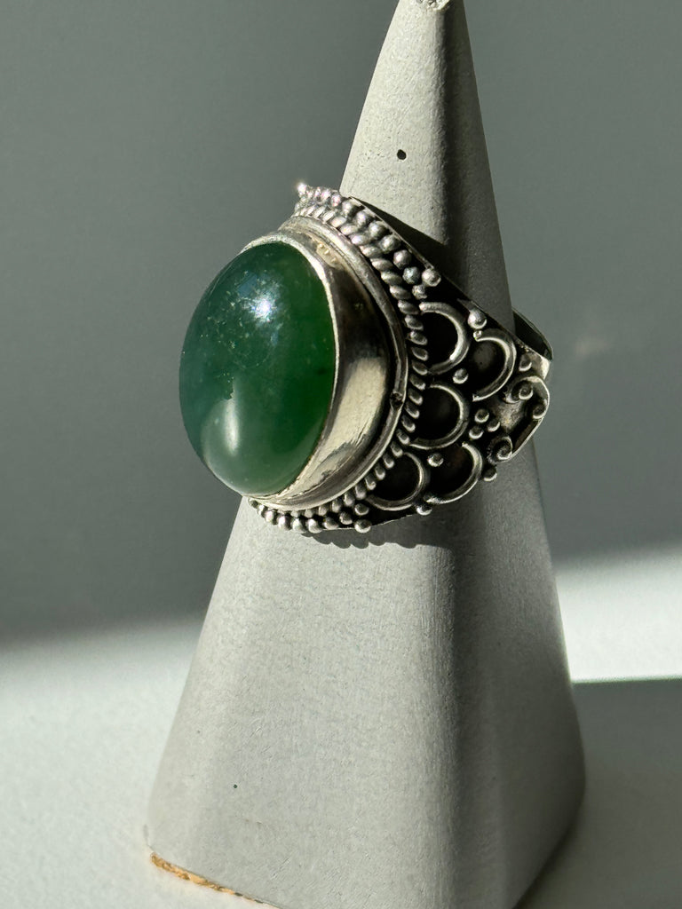 Green onyx Stone and sterling silver ring size 7