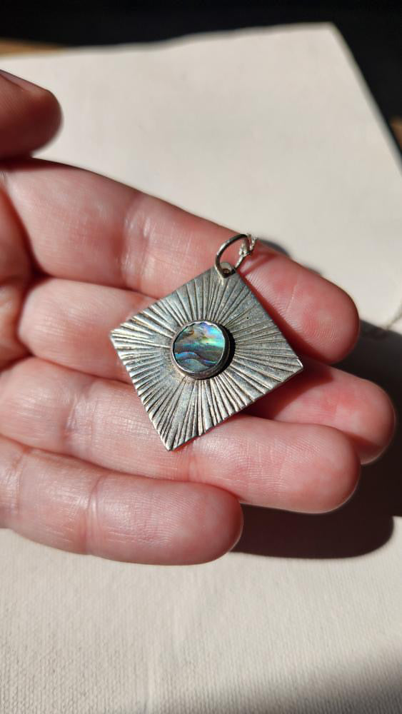 Sterling and abalone artisan pendant necklace