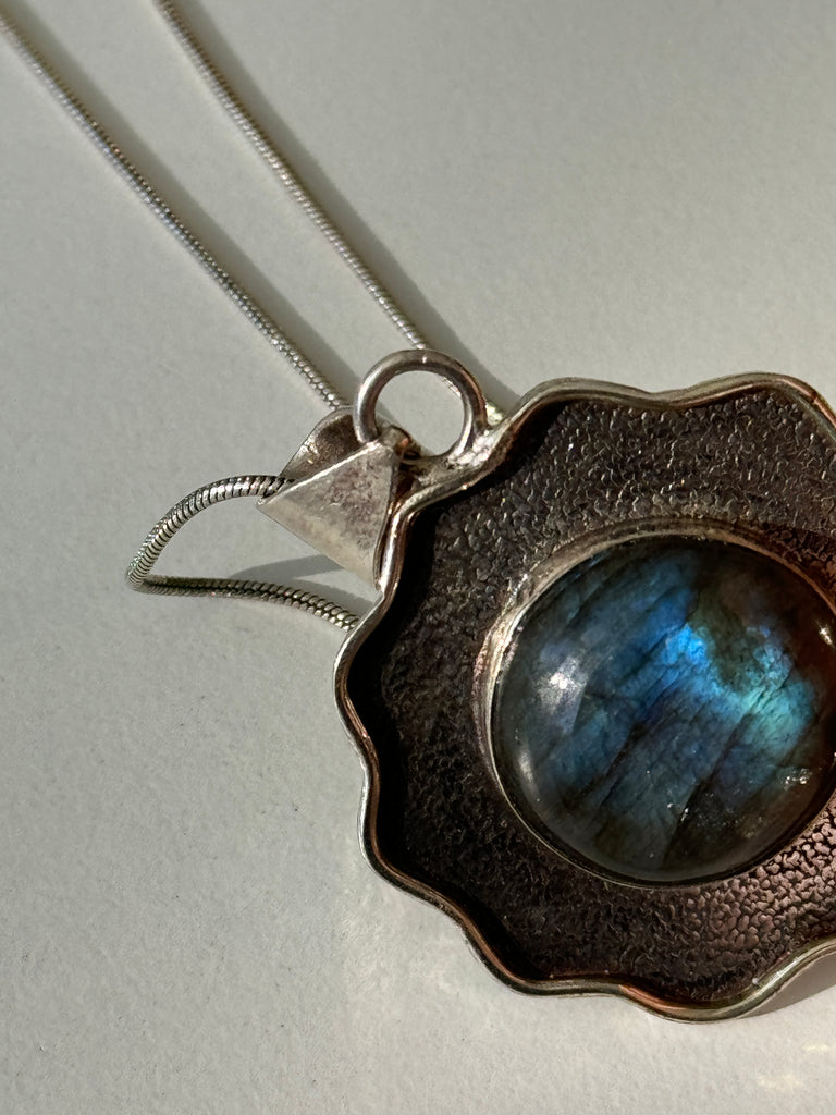 Labraordite Stone and sterling necklace