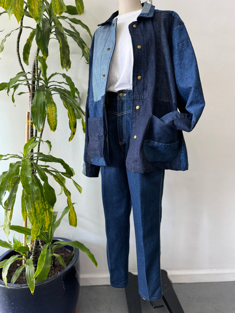 Handmade vintage patchwork denim jacket