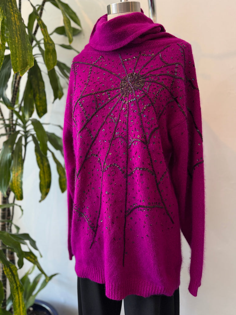 Beaded spider web sweater