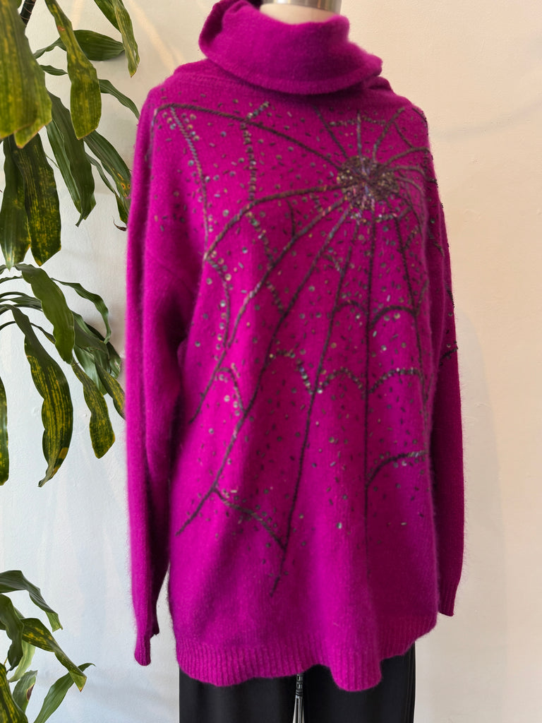 Beaded spider web sweater
