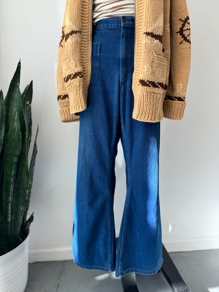 1970’s denim bell bottom utility pants