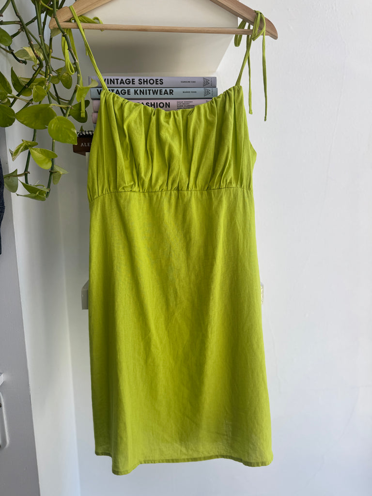 Vibrant chartreuse linen summer dress