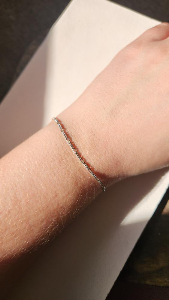 Sterling silver dainty figaro bracelet