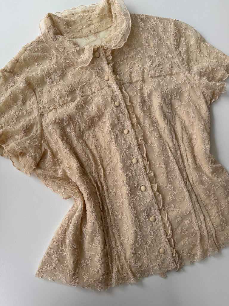 Lace + embroidered top