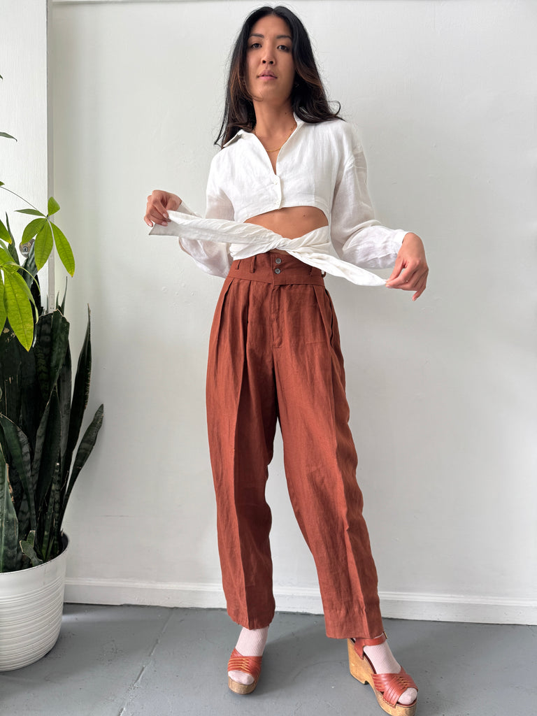 High waist linen pants