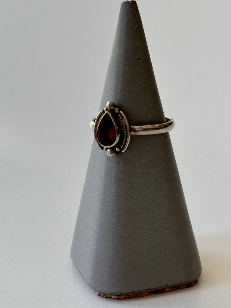 Sterling silver and garnet ring size 9