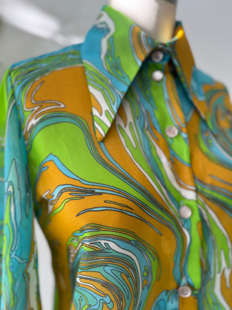 Vintage teddi of California pointed collar top
