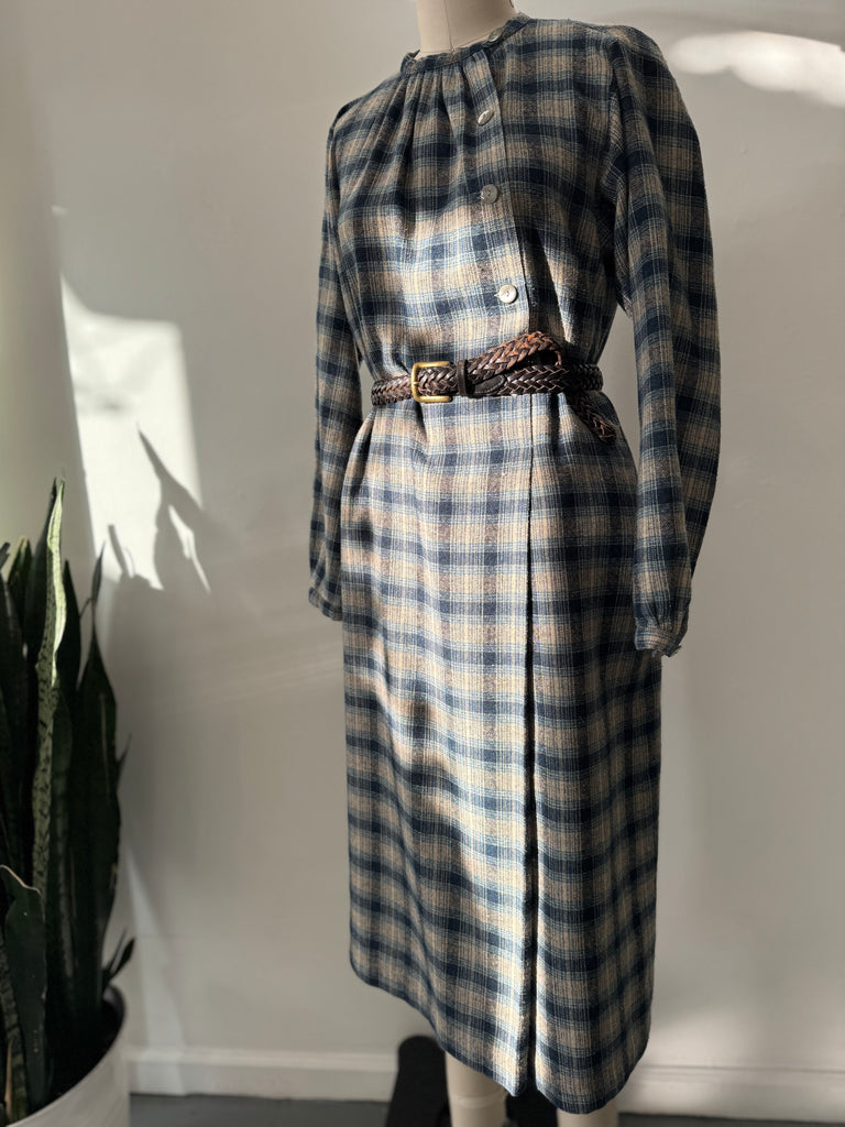 Vintage plaid wool blend dress