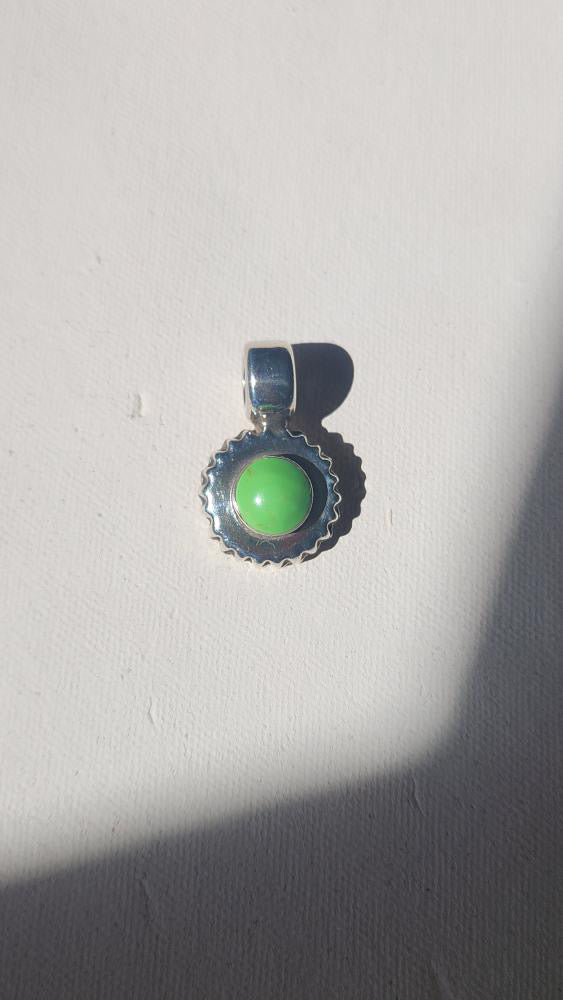 sterling silver green turquoise pendant