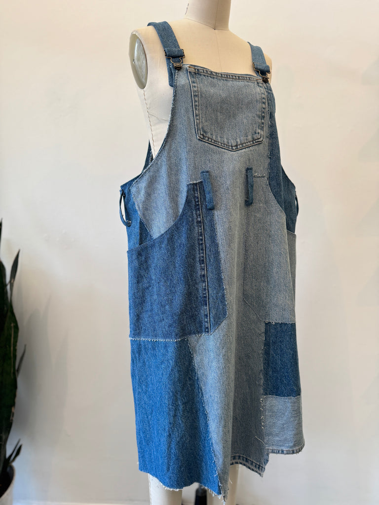 Handmade denim patchwork dress